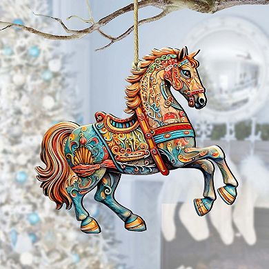 Carousel Horse Wooden Christmas Ornaments by G. Debrekht - Christmas Decor