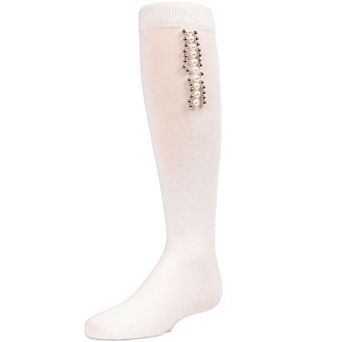 Pearls and Stripes Jeweled Girls Knee High Socks