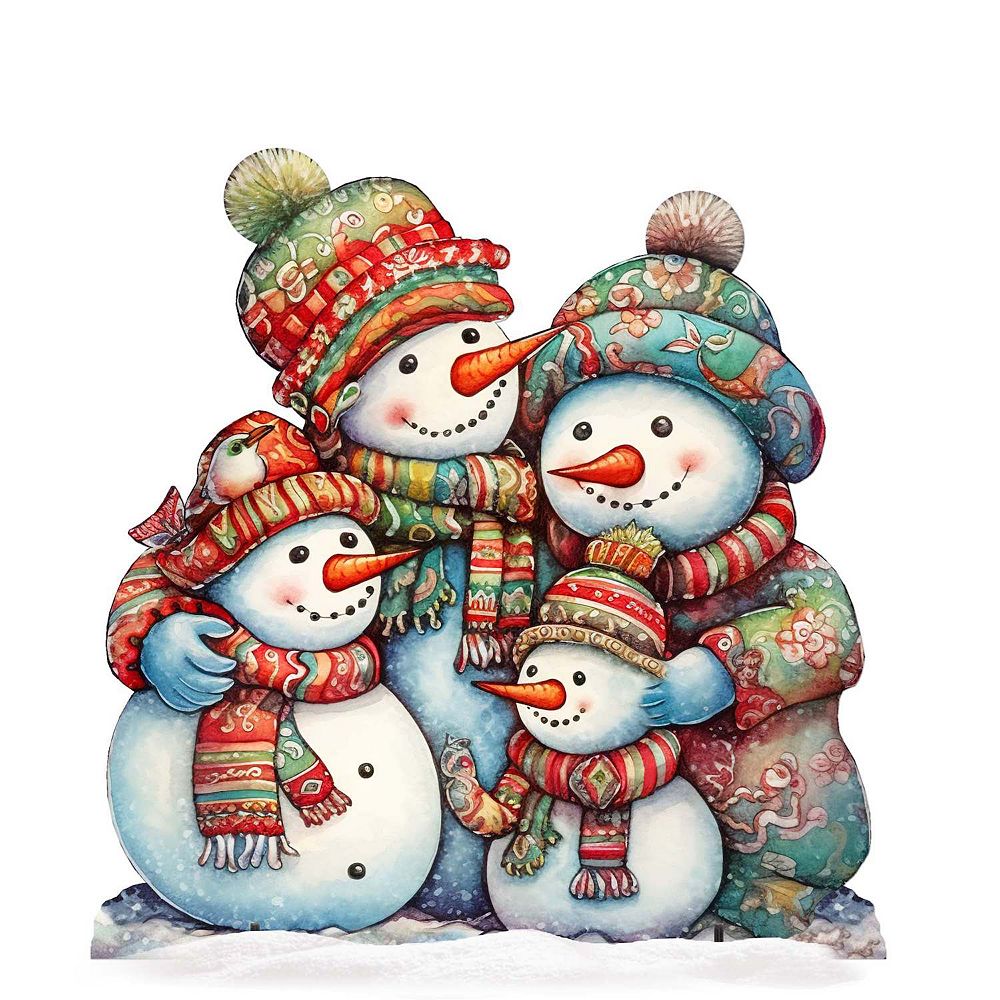 Panier Décoratif Tressé En Bois Motif Bonhomme De Neige Noël - Occasion - Dimensions 6x7x11 Pouces