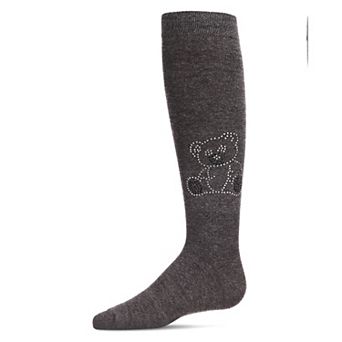 Big Kids Crystal Bear Girls Cotton Blend Knee High Socks