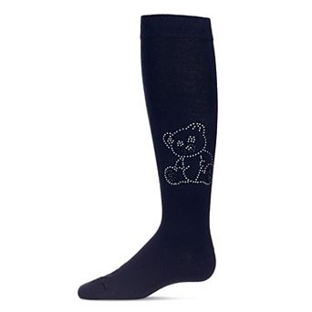 Big Kids Crystal Bear Girls Cotton Blend Knee High Socks