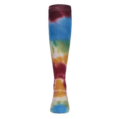 Retro Tie-Dye Girls Cotton Blend Knee High Socks