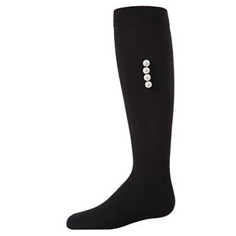 Side Pearl Girls Cotton Blend Knee High Socks