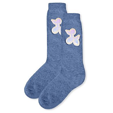 Girls Iridescent Balloon Dog Cotton Blend Knee High Sock
