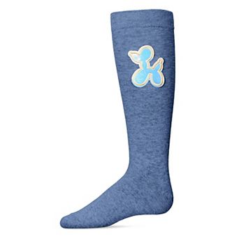 Girls Iridescent Balloon Dog Cotton Blend Knee High Sock