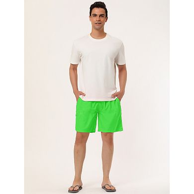 Men's Solid Color Drawstring Mesh Lined Board Shorts