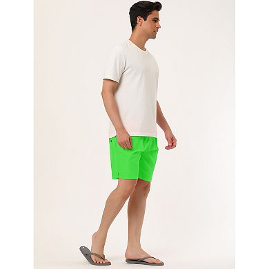 Men's Solid Color Drawstring Mesh Lined Board Shorts