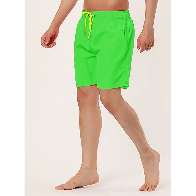 Men's Solid Color Drawstring Mesh Lined Board Shorts