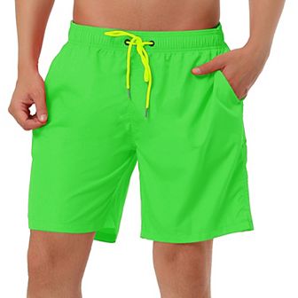 Men's Solid Color Drawstring Mesh Lined Board Shorts