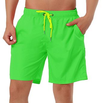 Men's Solid Color Drawstring Mesh Lined Board Shorts