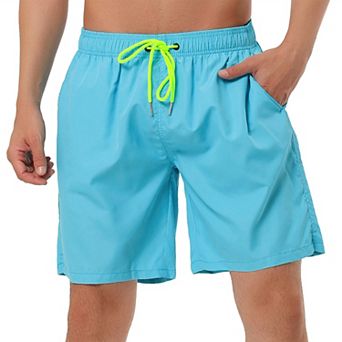 Men's Solid Color Drawstring Mesh Lined Board Shorts