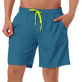 Men's Solid Color Drawstring Mesh Lined Board Shorts