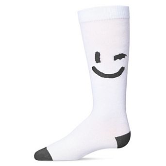 Girls' Air Brush Winking Smiley Cotton Blend Knee High Sock