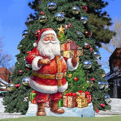 Celebrate with Santa: Santa with Gifts Outdoor Decor by G. Debrekht - Christmas Santa Snowman Decor - 8611094F