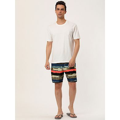 Men's Shorts Drawstring Waist Swim Shorts Printed Summer Shorts