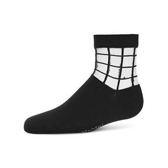 Girls Window Pane Sheer Cotton Blend Socks