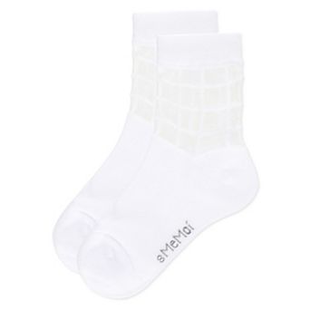 Girls Window Pane Sheer Cotton Blend Socks