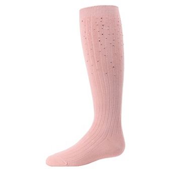 Little Kids Ribbed Gemstone Girls Cotton Blend Knee High Socks
