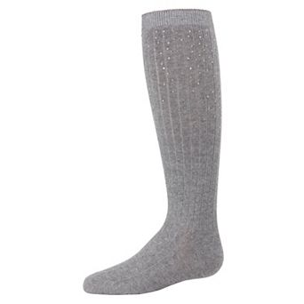 Little Kids Ribbed Gemstone Girls Cotton Blend Knee High Socks