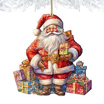 The Joy of Giving Wooden Christmas Ornaments by G. Debrekht - Christmas Santa Snowman Decor
