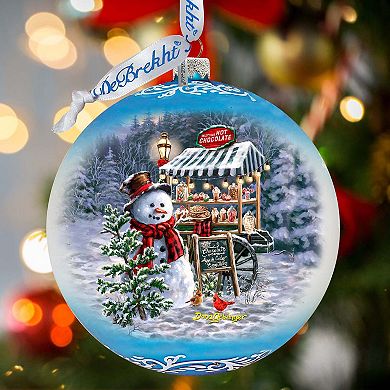 Hot Cocoa Magic - Frosty Fun Lg Glass Christmas Ornament by D. Gelsinger - Christmas Santa Snowman Décor