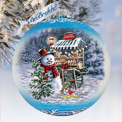 Hot Cocoa Magic - Frosty Fun Lg Glass Christmas Ornament by D. Gelsinger - Christmas Santa Snowman Décor
