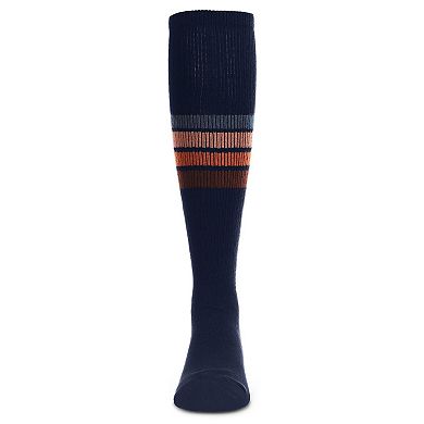 Retro Stripe Cotton Blend Thin Ribbed Knee High Socks