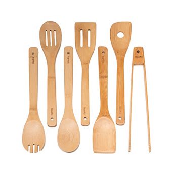 Wooden Spoons for Cooking 7-Pack - Wooden Kitchen Utensils Set for Nonstick Cookware