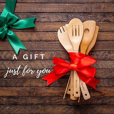 Wooden Spoons for Cooking 7-Pack - Wooden Kitchen Utensils Set for Nonstick Cookware