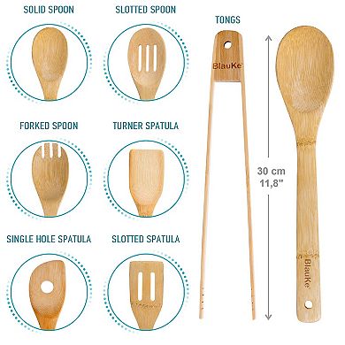 Wooden Spoons for Cooking 7-Pack - Wooden Kitchen Utensils Set for Nonstick Cookware