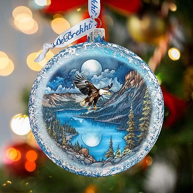 Flying Eagle Glass Ornament by G. DeBrekht - Wildlife Holiday Decor - 744-044
