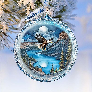 Flying Eagle Glass Ornament by G. DeBrekht - Wildlife Holiday Decor - 744-044