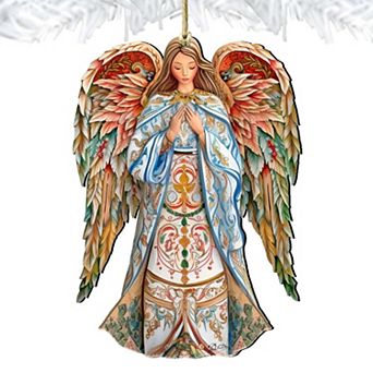 Elegant Angel of Hope Wooden Holiday Ornaments by G. DeBrekht - Nativity Holiday Decor