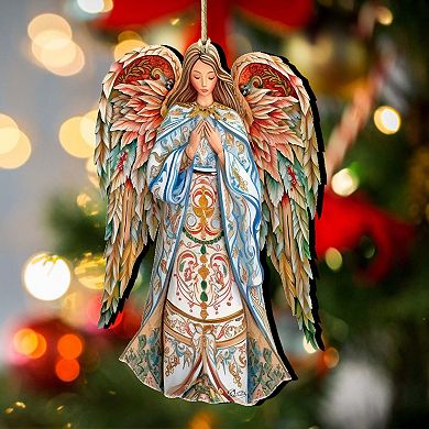 Elegant Angel of Hope Wooden Holiday Ornaments by G. DeBrekht - Nativity Holiday Decor