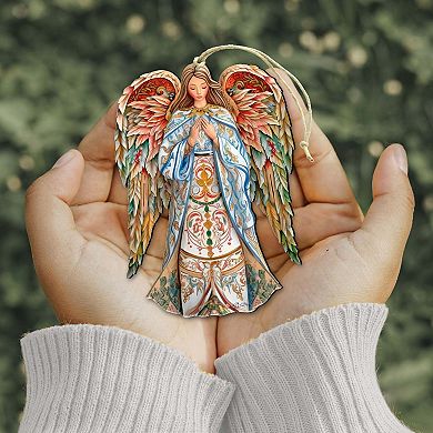 Elegant Angel of Hope Wooden Holiday Ornaments by G. DeBrekht - Nativity Holiday Decor