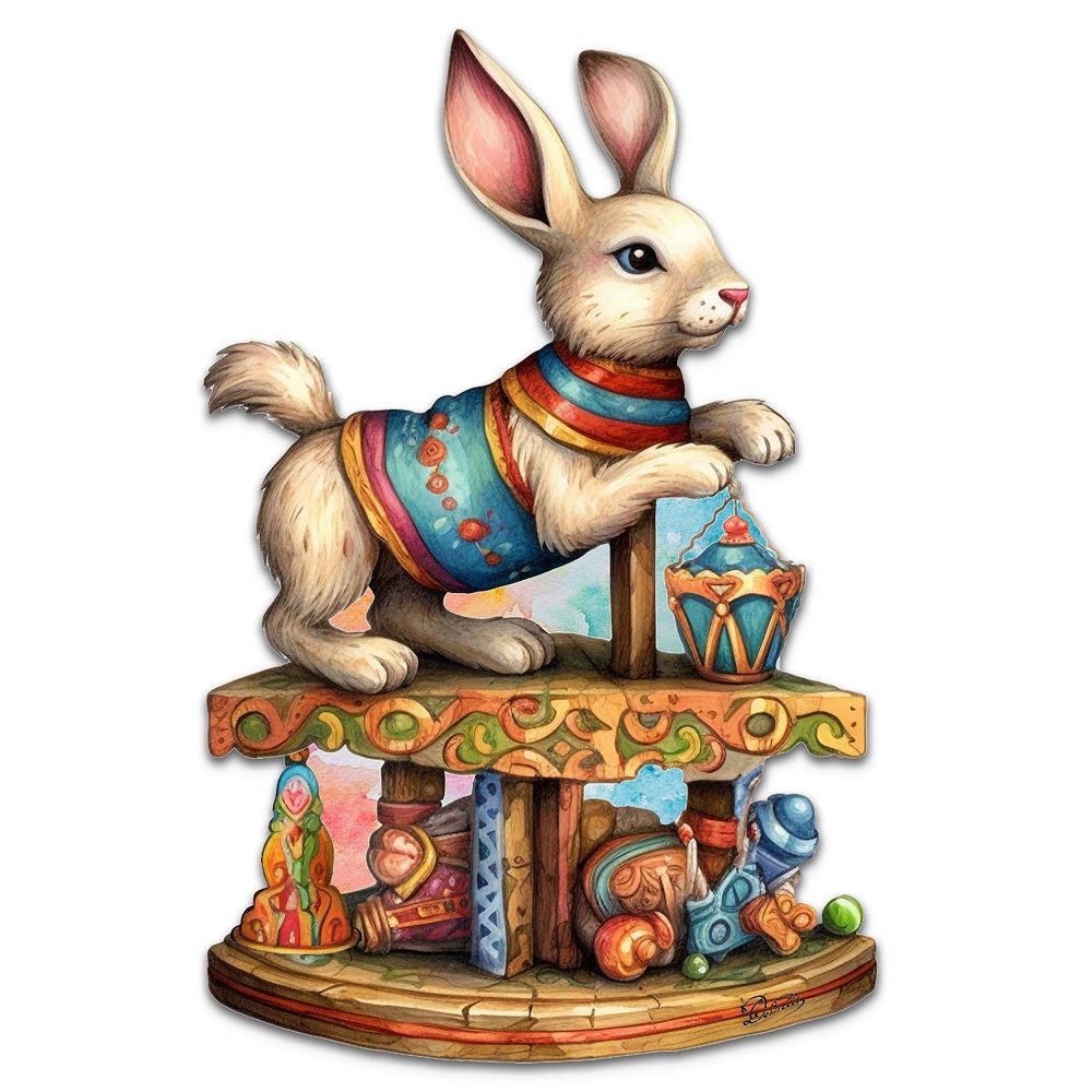 Carousel Bunny with Toys 24-Inch Handcrafted Wooden Door Decor by G ...