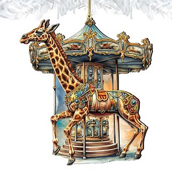 Carousel Giraffe Wooden Christmas Ornaments by G. Debrekht - Christmas Decor