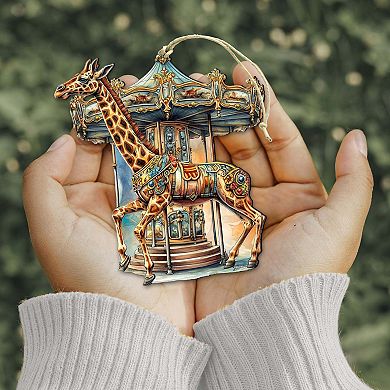 Carousel Giraffe Wooden Christmas Ornaments by G. Debrekht - Christmas Decor