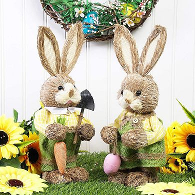 2x Easter Standing Bunny Statues Rabbit Figurines for Party and Home Decor 12"