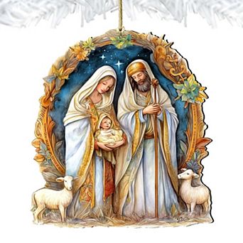 Nostalgic Nativity Scene Wooden Holiday Ornaments by G. DeBrekht - Nativity Holiday Decor