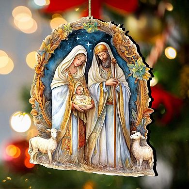 Nostalgic Nativity Scene Wooden Holiday Ornaments by G. DeBrekht - Nativity Holiday Decor