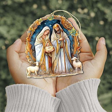 Nostalgic Nativity Scene Wooden Holiday Ornaments by G. DeBrekht - Nativity Holiday Decor