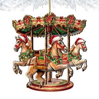 Christmas Carousel Wooden Christmas Ornaments by G. Debrekht - Christmas Decor