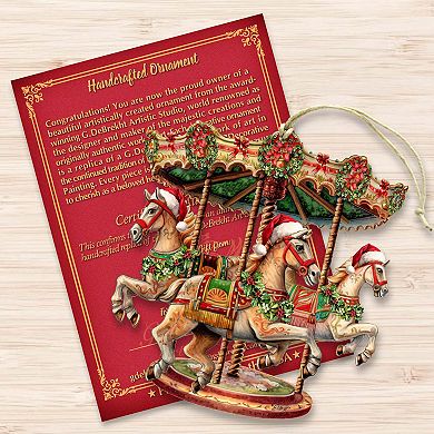 Christmas Carousel Wooden Christmas Ornaments by G. Debrekht - Christmas Decor