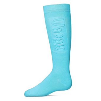 Girls Embossed VACAY Cotton Blend Knee High Socks
