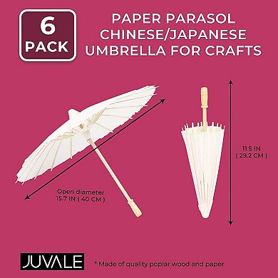 6 Pack Parasol Paper Umbrellas For Decorations For Diy Photo Props, 16 In