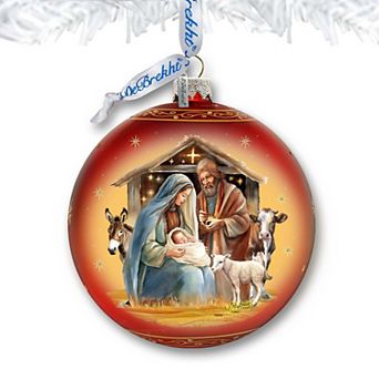 Born Under Bright Star Nativity Lg Glass Ornament by G. Debrekht - Nativity Holiday Décor