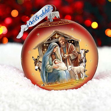 Born Under Bright Star Nativity Lg Glass Ornament by G. Debrekht - Nativity Holiday Décor