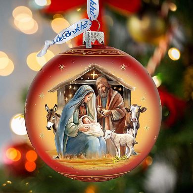 Born Under Bright Star Nativity Lg Glass Ornament by G. Debrekht - Nativity Holiday Décor