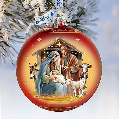 Born Under Bright Star Nativity Lg Glass Ornament by G. Debrekht - Nativity Holiday Décor